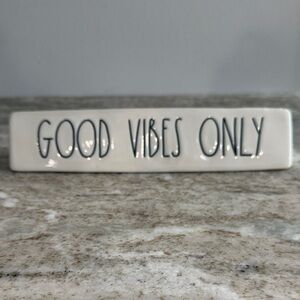 Rae Dunn White 'Good Vibes Only' Desk Sign